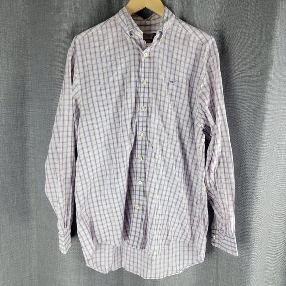 Vineyard Vines Whale Shirt Long Sleeve Button Up Check Pattern Size M - Picture 1 of 5